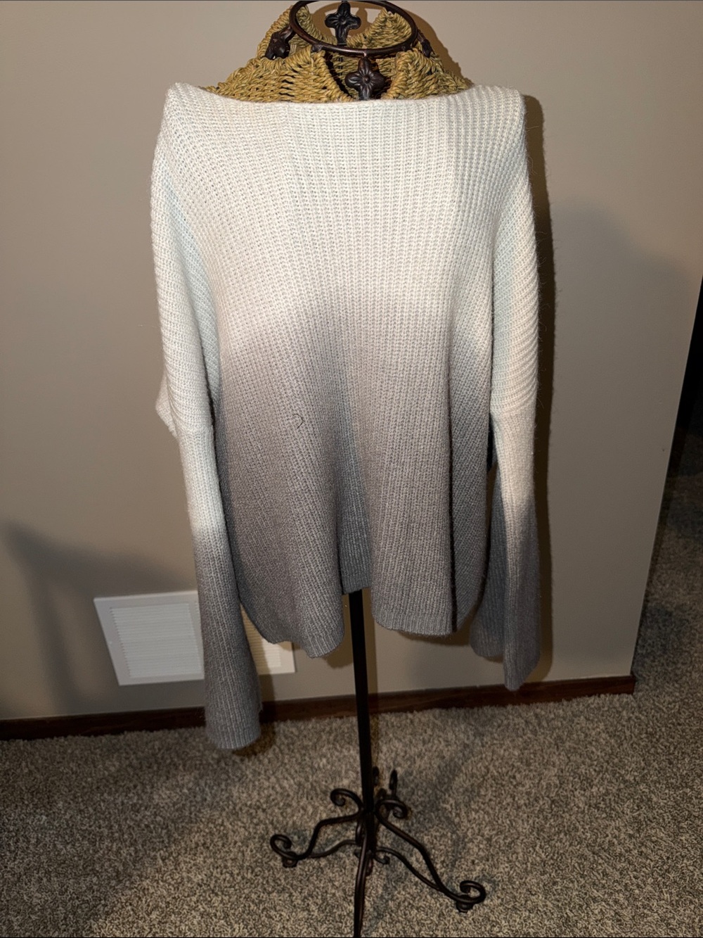 Women's Ombre Crewneck Sweater - Gray/White